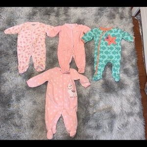 4 pairs baby girl pj’s 0-3M